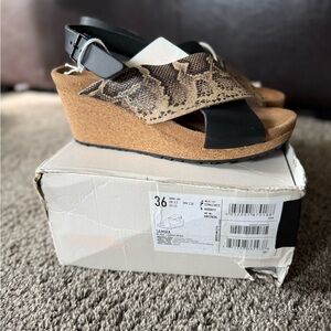 Birkenstock Papillio Snake Print Wedge Sandals